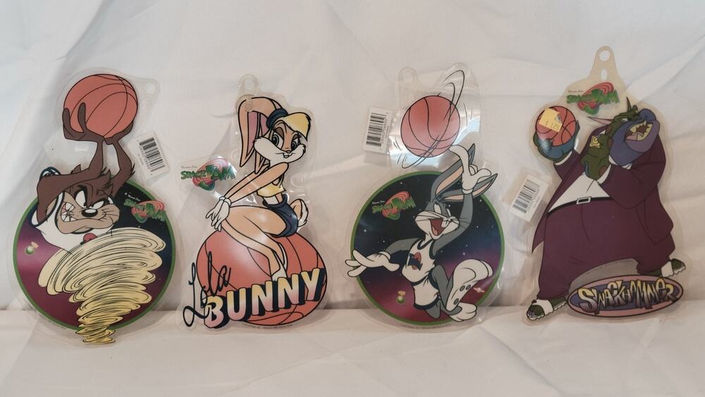 Vintage 1996 Space Jam Window Cling Lot Bugs Lola Taz Swackhammer Color Clings